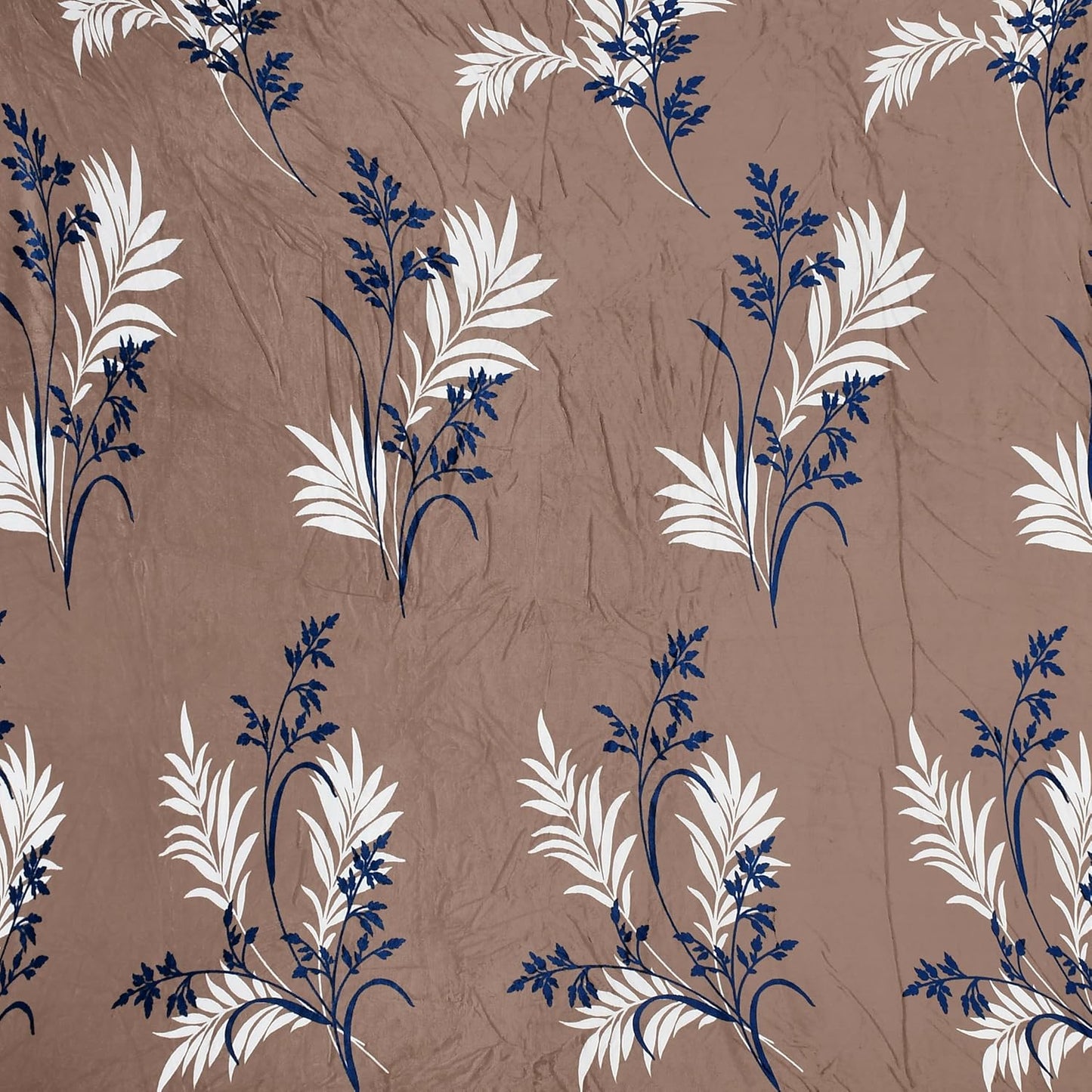 Cozy Queen Multi colour Floral Printed Velvet Winter Fitted Bedsheet - King Size (184x199x20cm)