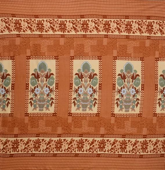 Cozy Queen Brown Floral Printed Fleece Winter Flat Bedsheet - King Size (229x254cm)