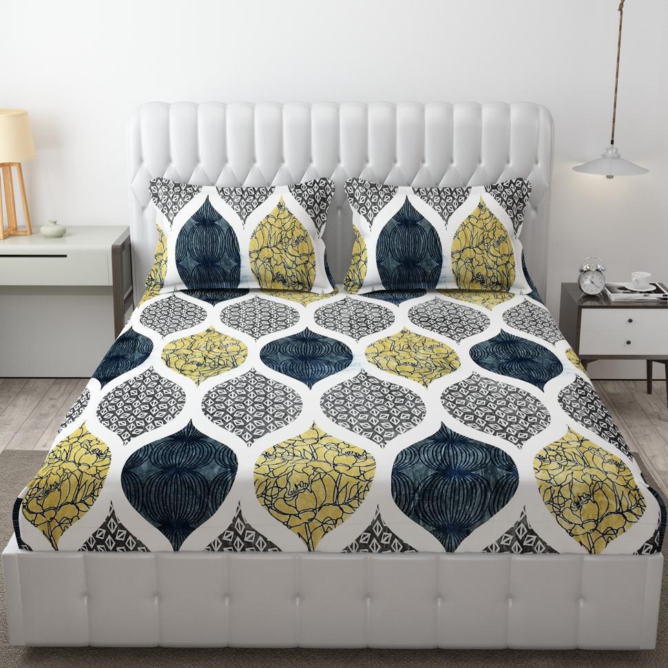 Cozy Queen Velvet Multi colour Winter Fitted Bedsheet - King Size (184x199x20cm)